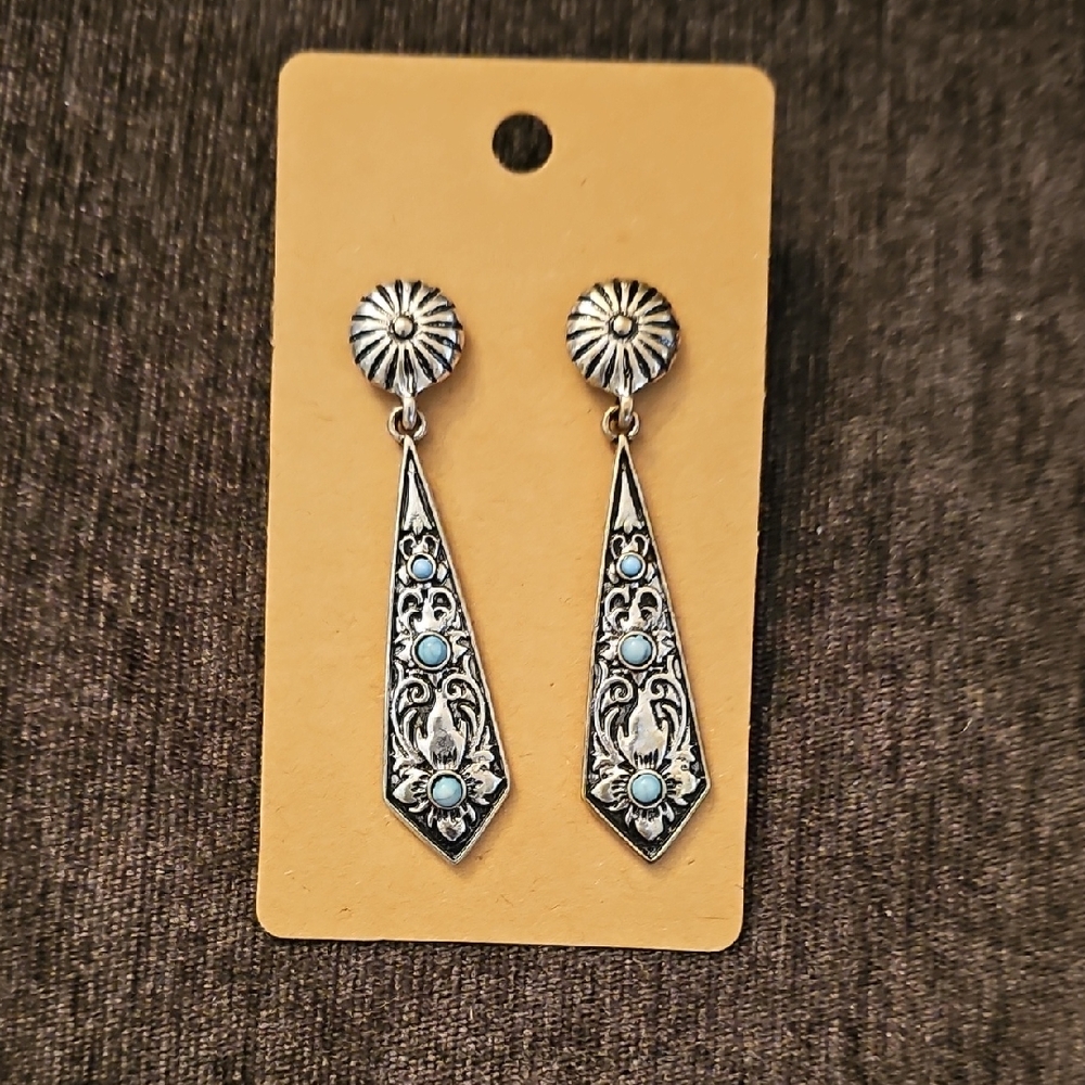 Turquoise and Silver Dangling Earrings